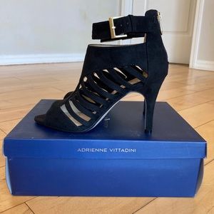 NEW Adrienne Vittadini Strappy Black Heeled Sandal